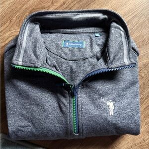 William Murray Gray Quarter-Zip Pullover with Green Accents XL like new